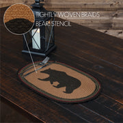 Wyatt Stenciled Bear Jute Placemat Oval Set of 6 12x18