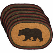 Wyatt Stenciled Bear Jute Placemat Oval Set of 6 12x18