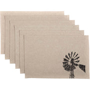 Sawyer Mill Charcoal Windmill Placemat Set of 6 12x18