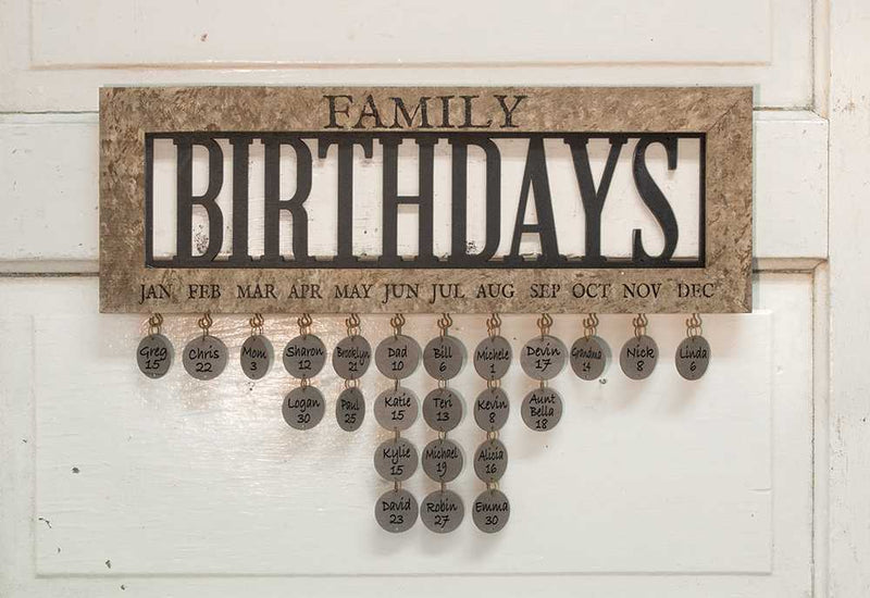 Framed Family Birthday Calendar