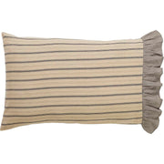 Sawyer Mill Charcoal Stripe Ruffled Standard Pillow Case Set of 2 21x30