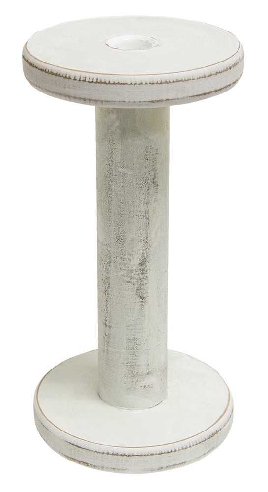 Farmhouse White Spool Candle Holder - 9.5"