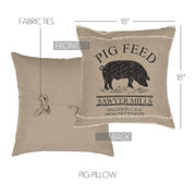 Sawyer Mill Charcoal Pig Pillow 18x18