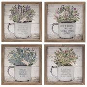 Enamel Mug Floral Box Sign (4 Count Assortment)