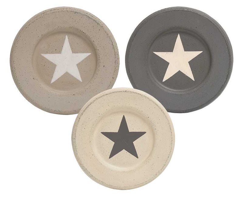 Distressed Star Plates - Farmhouse Colors (3 Count Assortment)