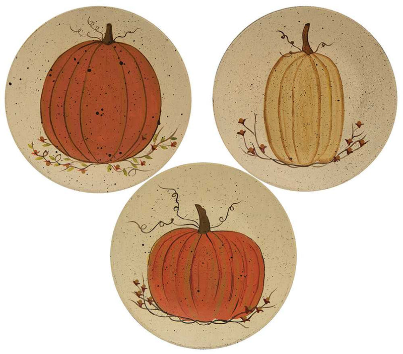 Classic White Pumpkin Decorative Plates  (3 Count Assortment)