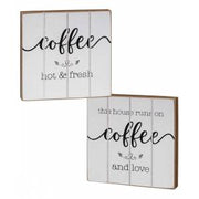 Coffee and Love Wood Block  (2 Count Assortment)