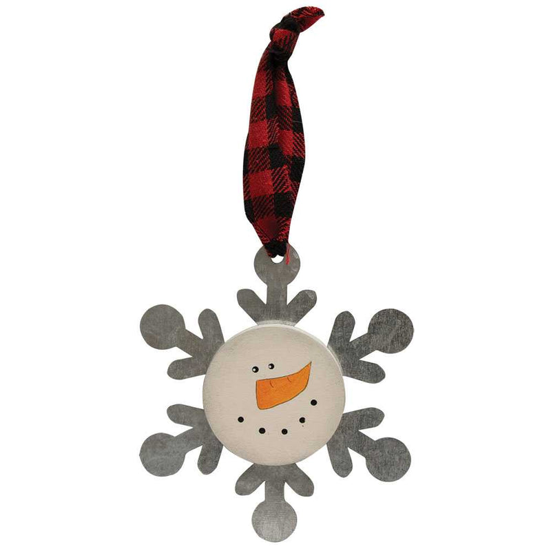 Snowman Head Metal Snowflake Ornament