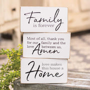 Family is Forever Wooden Block  (3 Count Assortment)