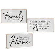 Family is Forever Wooden Block  (3 Count Assortment)