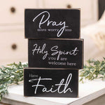 Pray More, Worry Less Wooden Block  (3 Count Assortment)