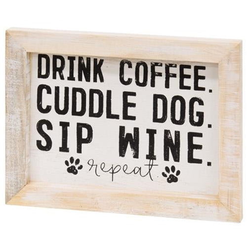 Coffee - Dog - and Wine Framed Sign
