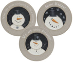 Happy Snowman Rimmed Plate (3 Count Assortment)