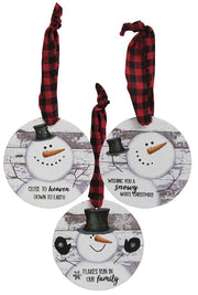 Happy Snowman Shiplap Ornaments