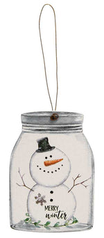 Happy Snowman Mason Jar Ornaments  (3 Count Assortment)