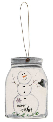 Happy Snowman Mason Jar Ornaments  (3 Count Assortment)