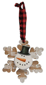 Happy Snowman Snowflake Ornament  (3 Count Assortment)