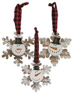 Happy Snowman Snowflake Ornament  (3 Count Assortment)