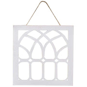 Distressed White Cathedral Window Hanger