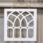 Distressed White Cathedral Window Hanger
