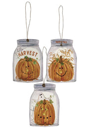 Happy Fall Mason Jar Ornaments (3 Count Assortment)