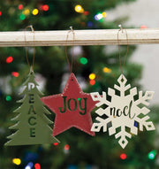 Peace, Joy, Noel Ornaments  (3 Count Assortment)