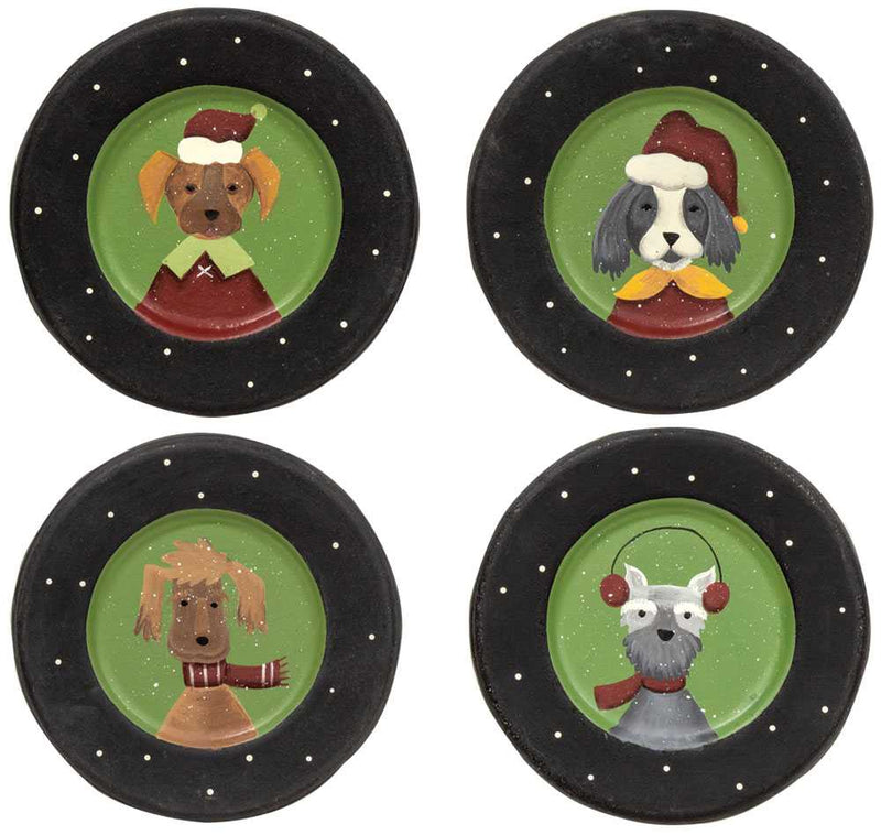 Christmas Dog Plates  (4 Count Assortment)