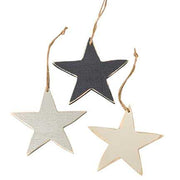Medium Wooden Star Ornaments (Set of 3)