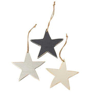 Large Wooden Star Ornaments (Set of 3)