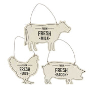 Cow, Pig, Chicken Ornaments (Set of 3)