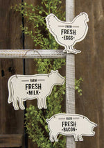 Cow, Pig, Chicken Ornaments (Set of 3)