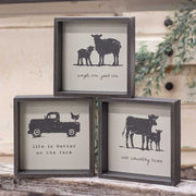 Simple Life Farm Animal Shadowbox Sign (3 Count Assortment)