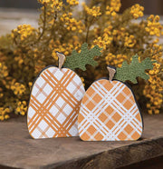 Orange Plaid Freestanding Pumpkins (Set of 2)