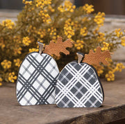 Black Plaid Freestanding Pumpkins (Set of 2)