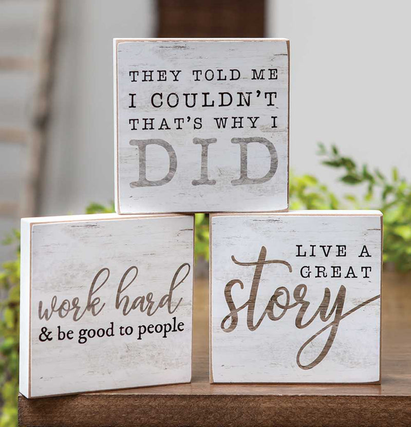 Live A Great Story Square Block (3 Count Assortment)
