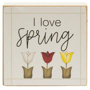 I Love Spring Square Block  (4 Count Assortment)