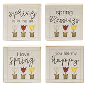 I Love Spring Square Block  (4 Count Assortment)