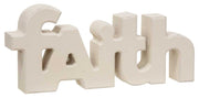 Wooden "Faith" Block, Cream