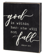 She Will Not Fall Box Sign