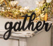 Hanging Black Script Gather Sign