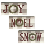 Joy - Noel - Snow Box Sign  (3 Count Assortment)