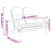 vidaXL Adirondack Patio Bench with Cushions 49.6" Solid Wood Acacia