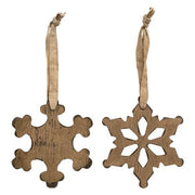 Antiqued Wooden Snowflake Ornament  (2 Count Assortment)