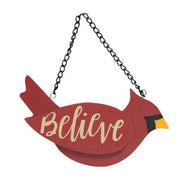 Believe & Love Wooden Cardinal Ornaments (Set of 2)