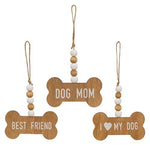 Dog Mom Beaded Bone Ornament  (3 Count Assortment)