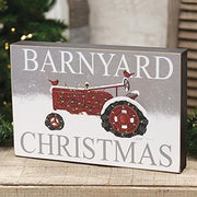 Barnyard Christmas Red Tractor Box Sign