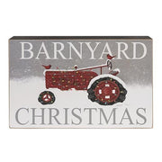 Barnyard Christmas Red Tractor Box Sign