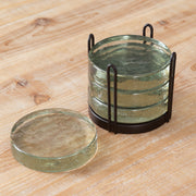 Blocked Glass Coasters Caddy