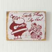 Vintage-Inspired Santa Stop Here Wall Sign