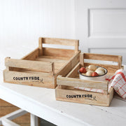 Set of Two Countryside Wood Trays - Box of 2
